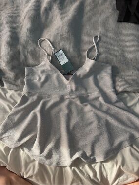 wild fable Silver Shimmery V-Neck Camisole with Adjustable Straps